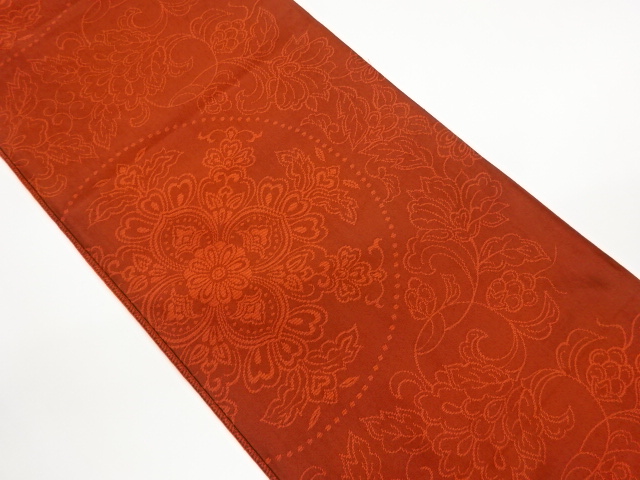 JAPANESE KIMONO / FUKURO OBI / WOVEN FLOWER CRST & ARABESQUE FLOWER 